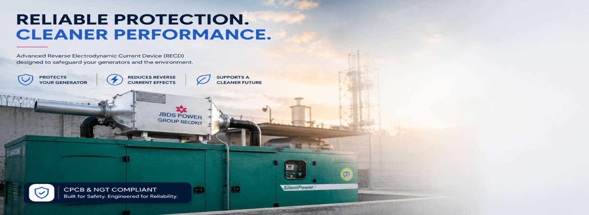 RECD protection device installed on industrial generator system